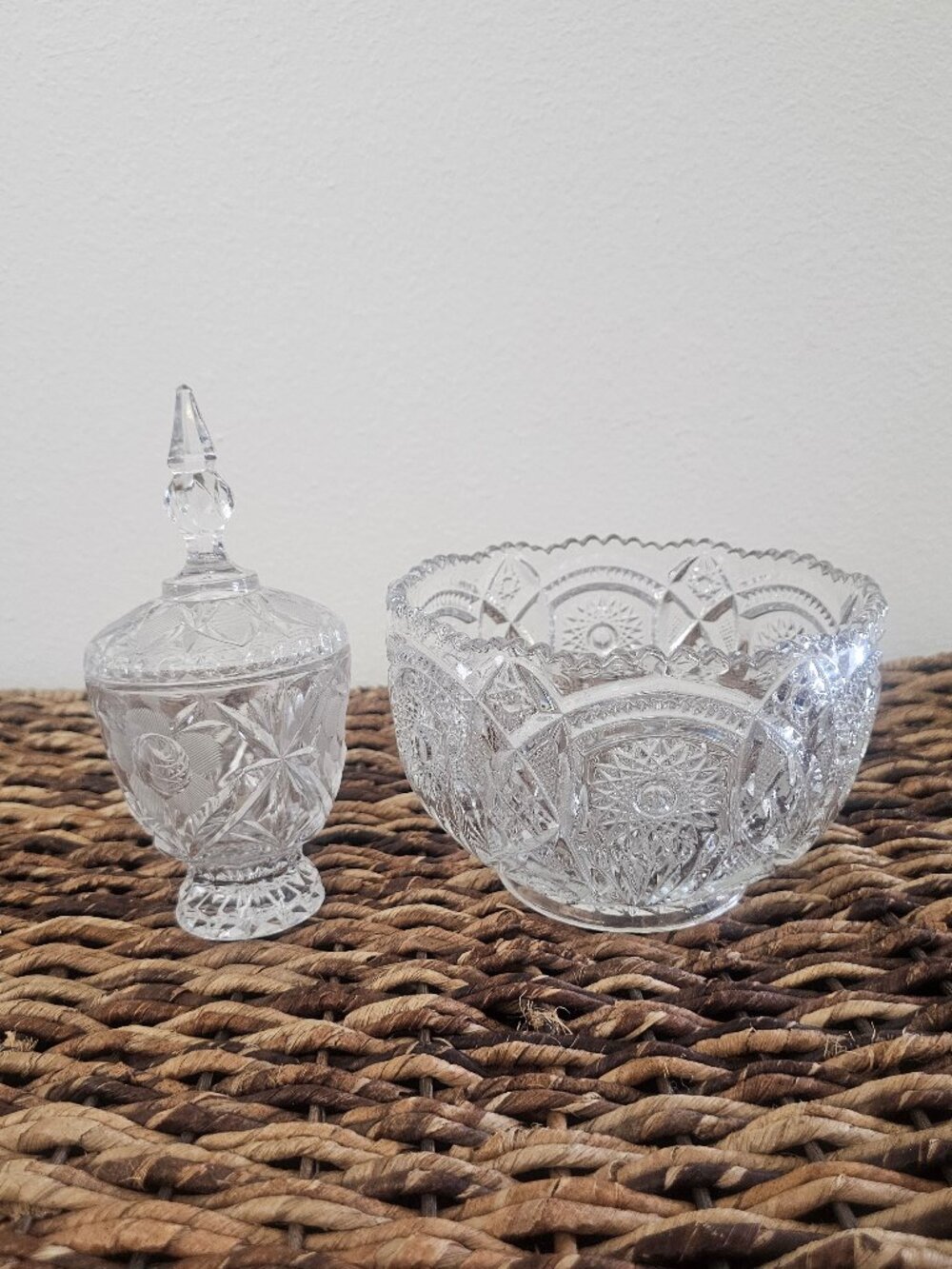 Two beautifully crafted pieces of vintage clear glassware
